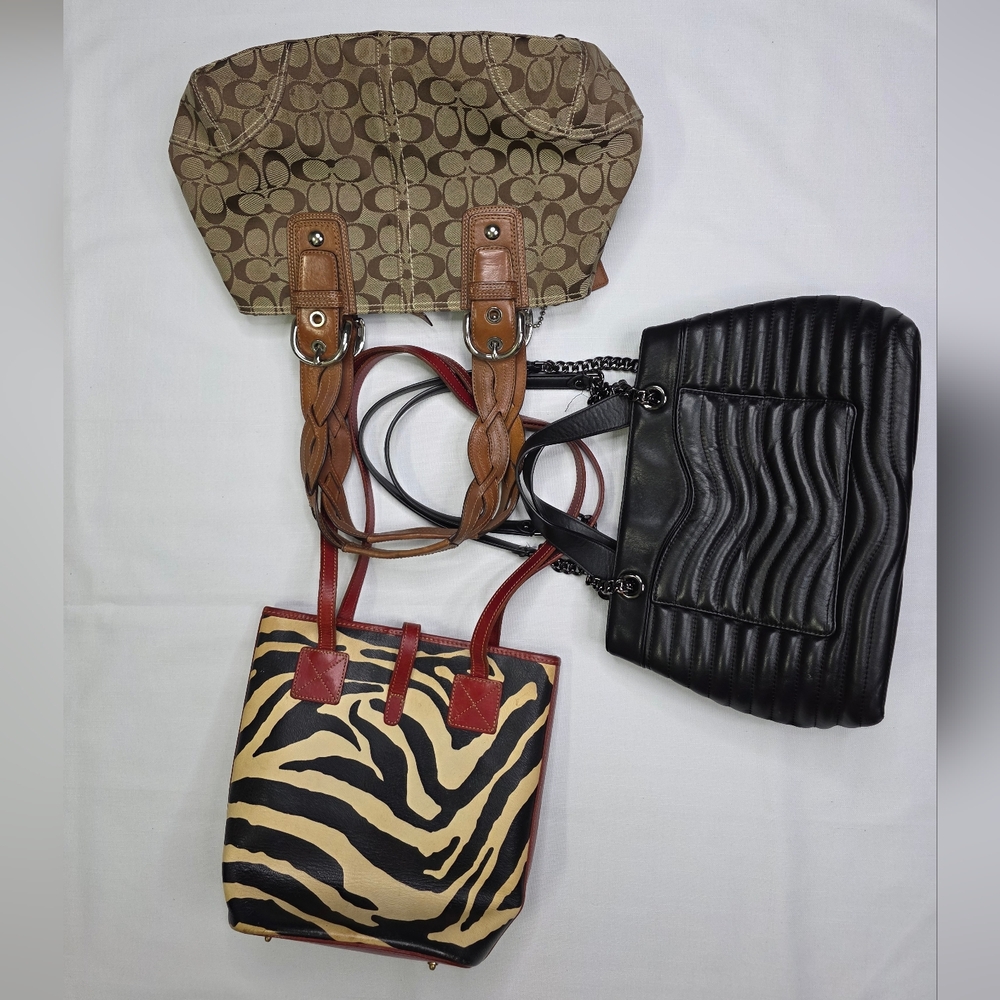 3 Bag Bundle Coach Dooney & Bourke Rebecca Minkoff Purse Medium Bags Multicolor - Picture 2 of 16